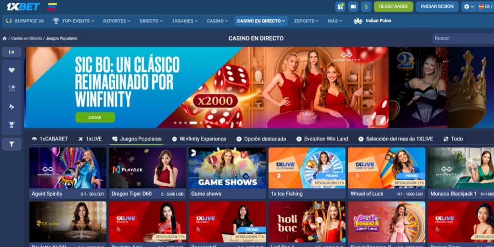 1xBet casino en vivo