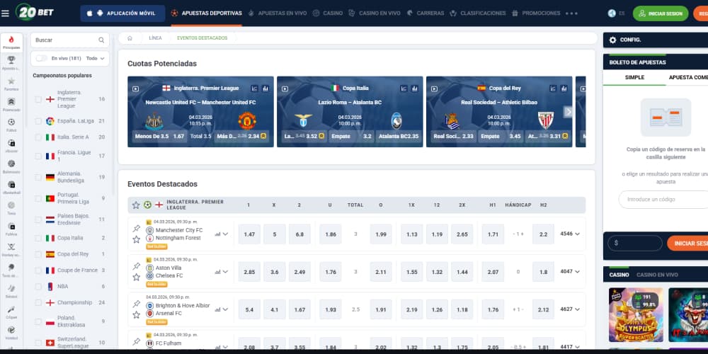 20Bet funciones especiales