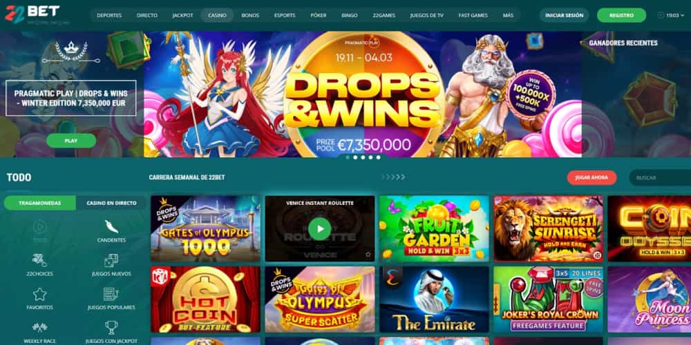 22Bet casino juegos
