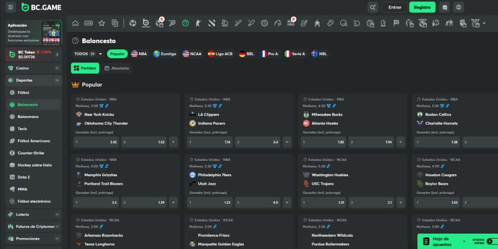 BCGAME apuestas de NBA