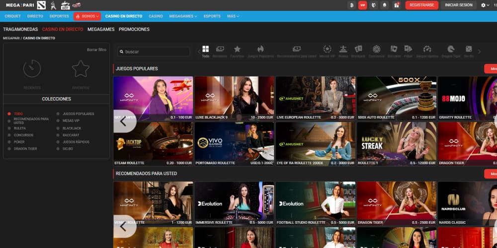Megapari casino en vivo