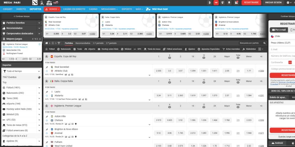 Megapari mercados en directo
